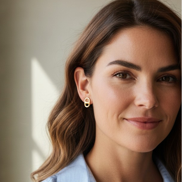 Coffee Bean Style 14k Gold–Dipped stud earrings