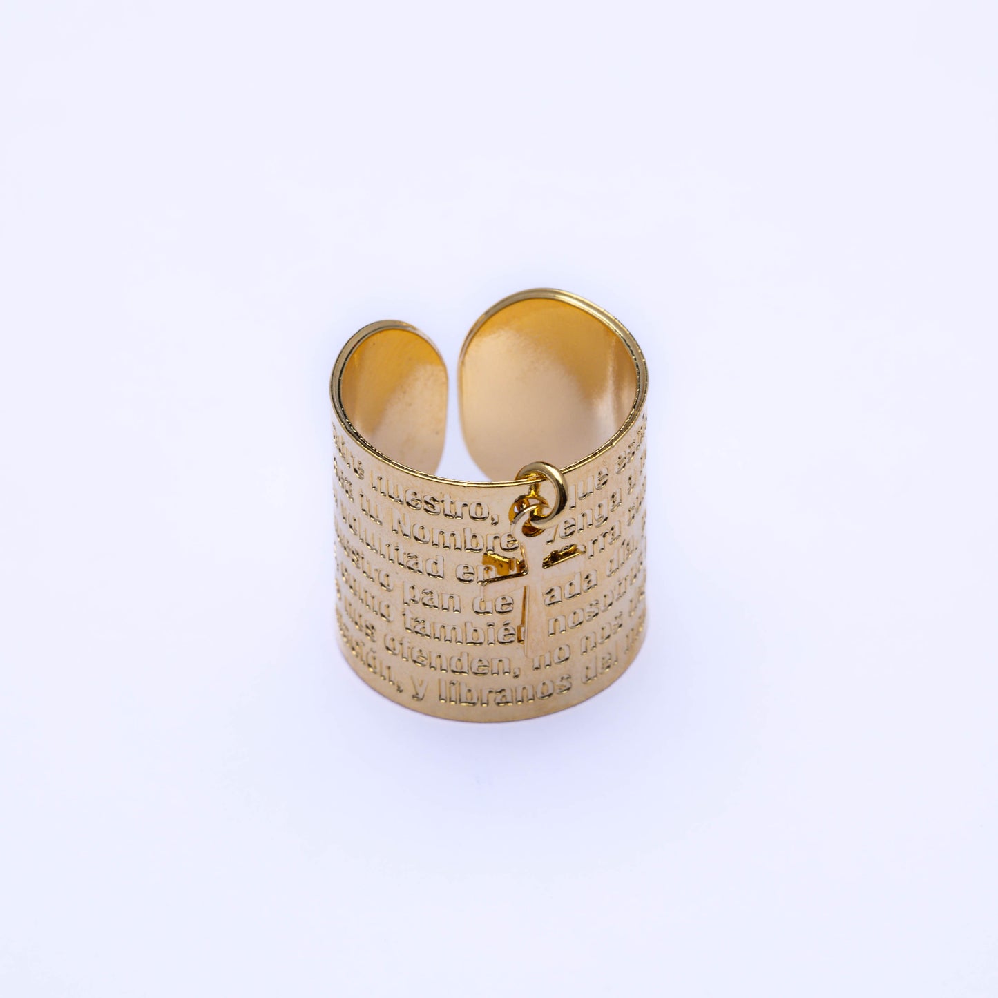 Our Father Ring W/little cross (Open Size)