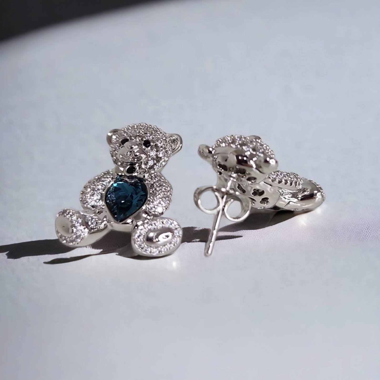 Blue Belly Bear Medium Size Stud Earring