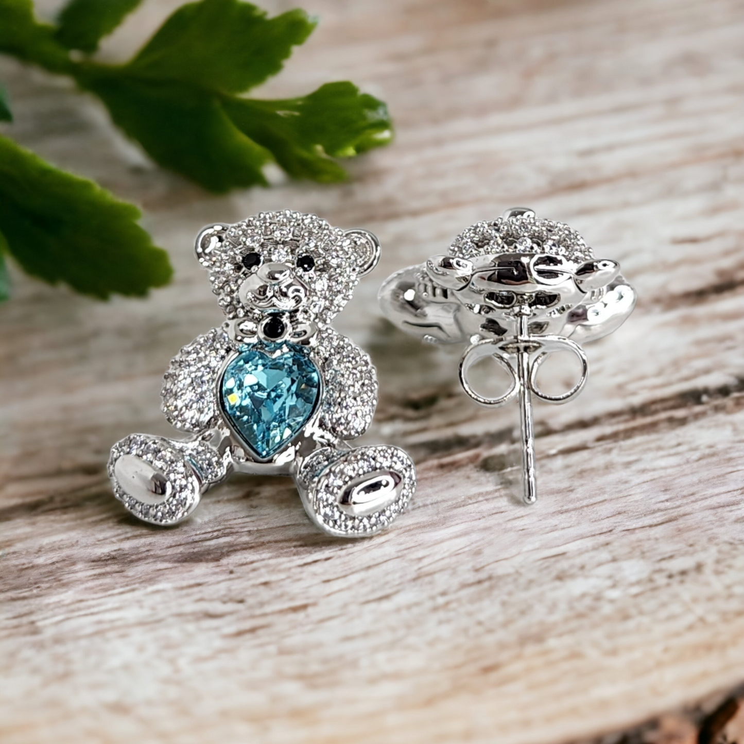 Turquoise Belly Bear Medium Size Stud Earrings