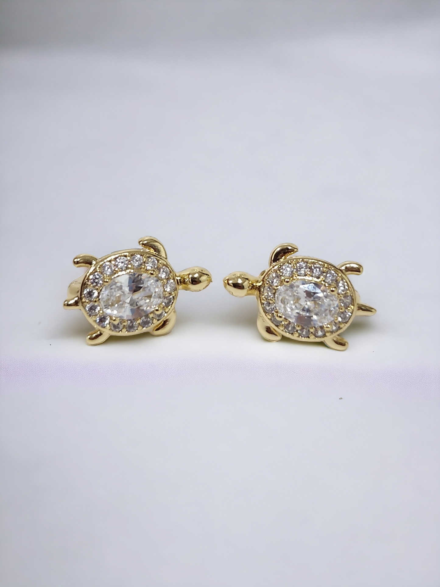 Turtle Earring Hoops Clear Zircon
