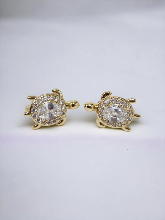 Turtle Earring Hoops Clear Zircon
