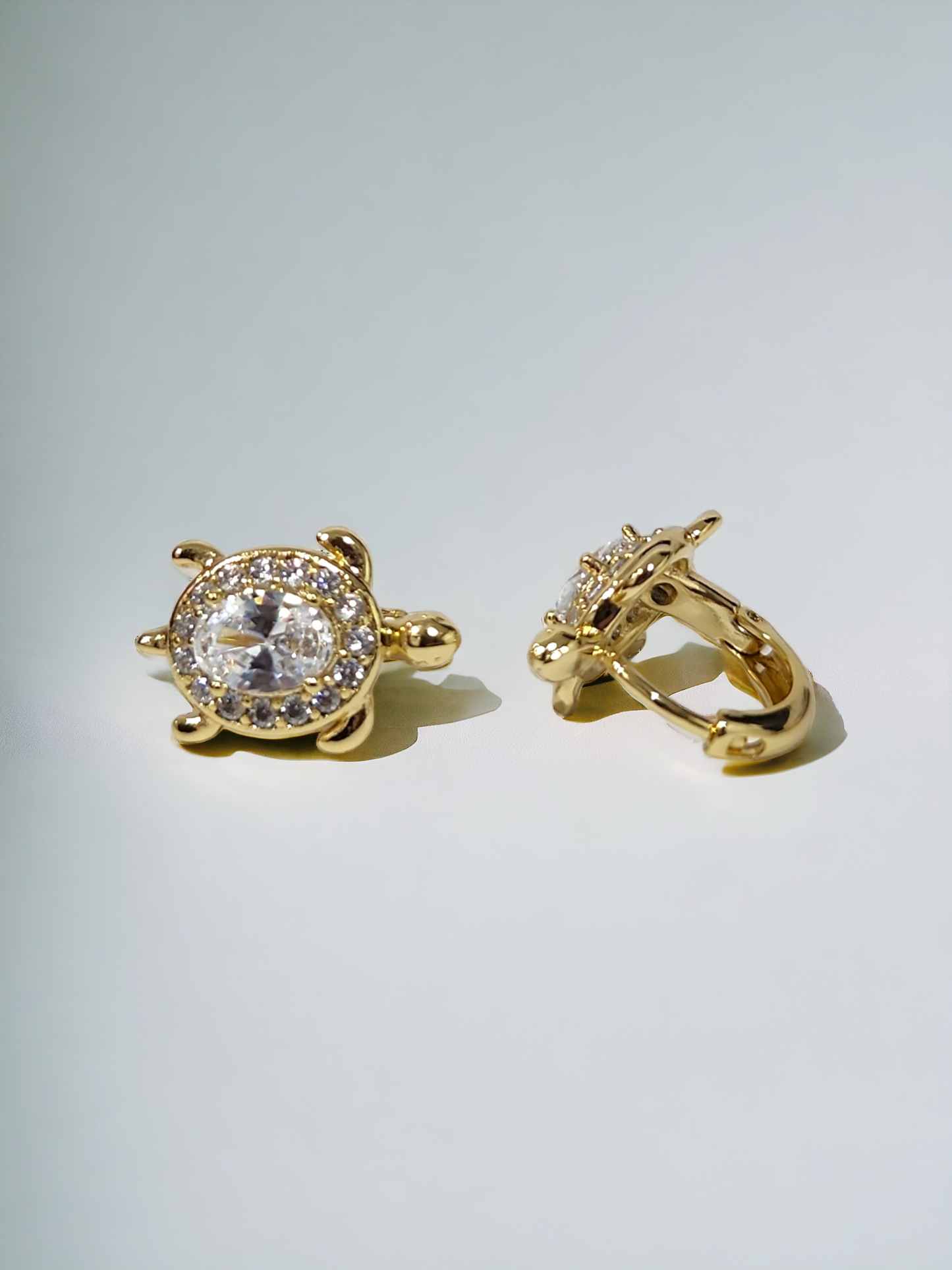Turtle Earring Hoops Clear Zircon