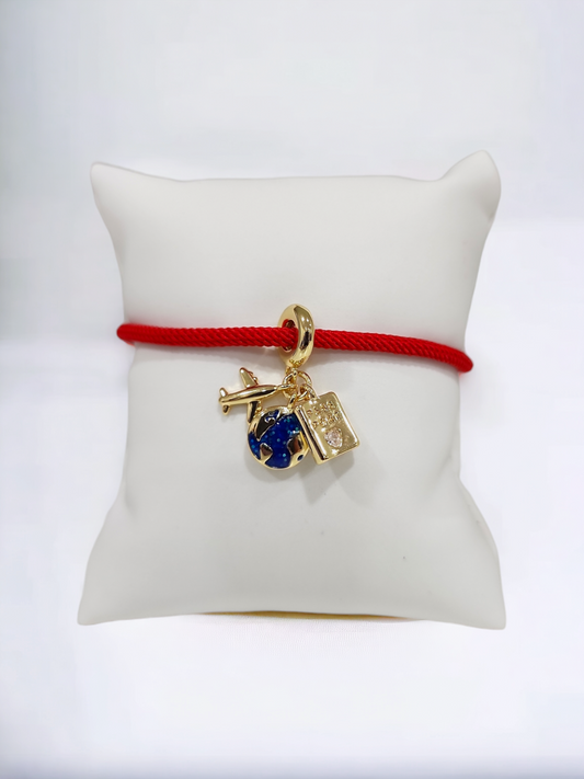 Color braided bracelet with charm