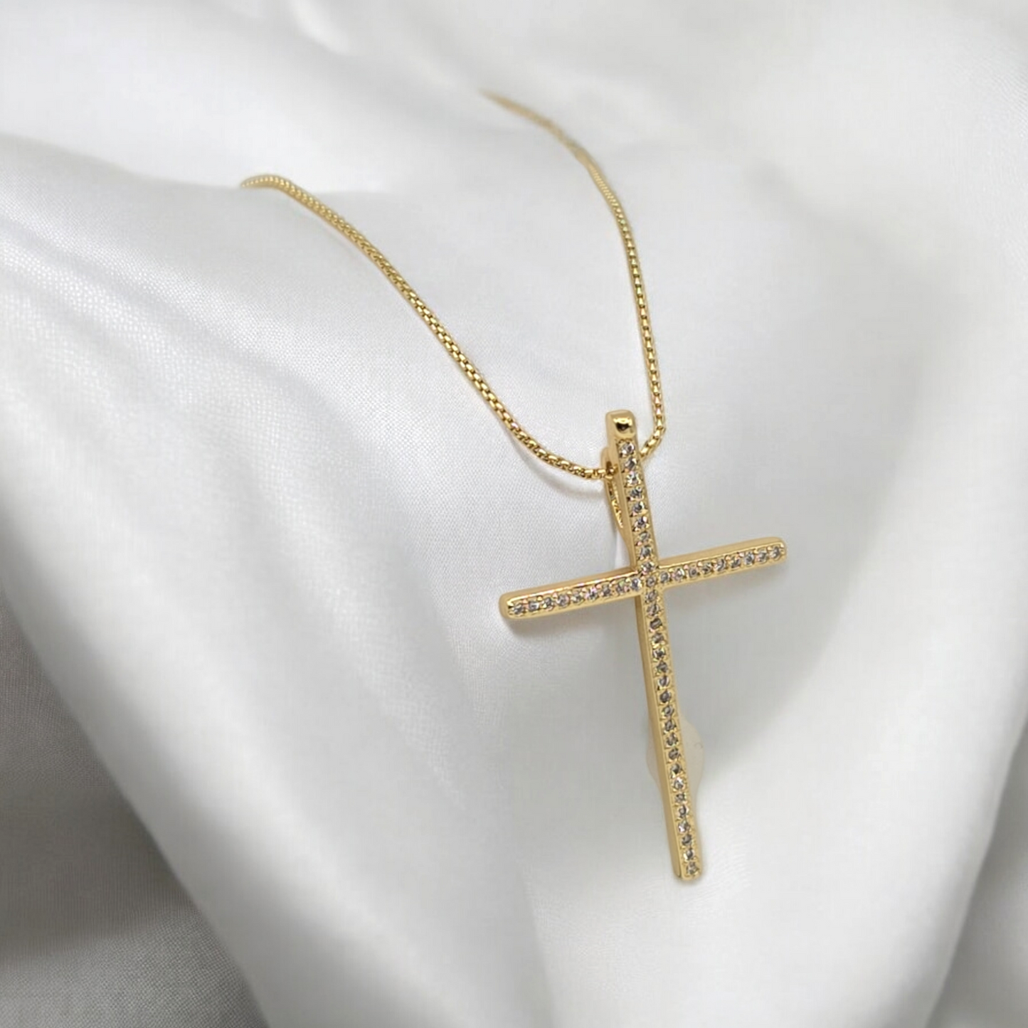 Thin Cross with Box Chain