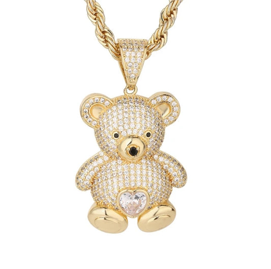Clear Belly Bear Pendant