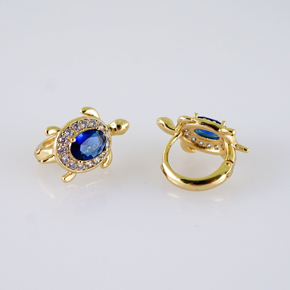Blue Turtle earrings hoop