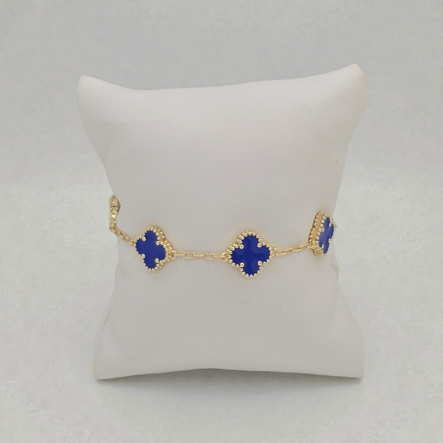 Blue Clover Bracelet Gold Dipped 14k
