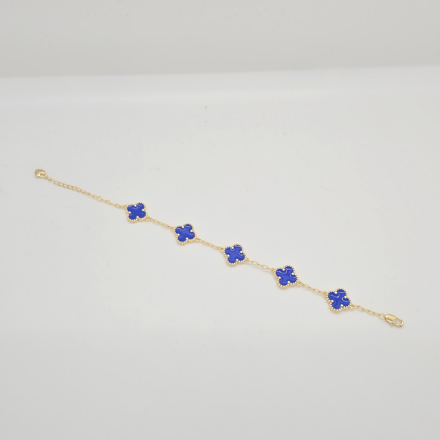 Blue Clover Bracelet Gold Dipped 14k