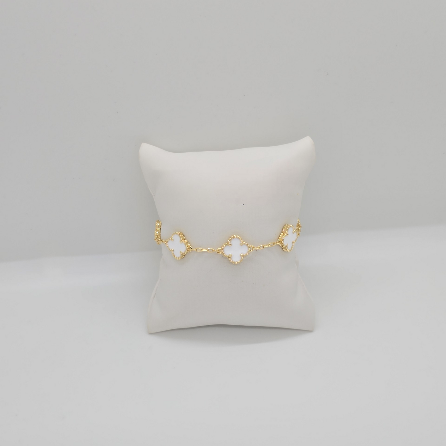 White Clover Bracelet Gold Plated 14k