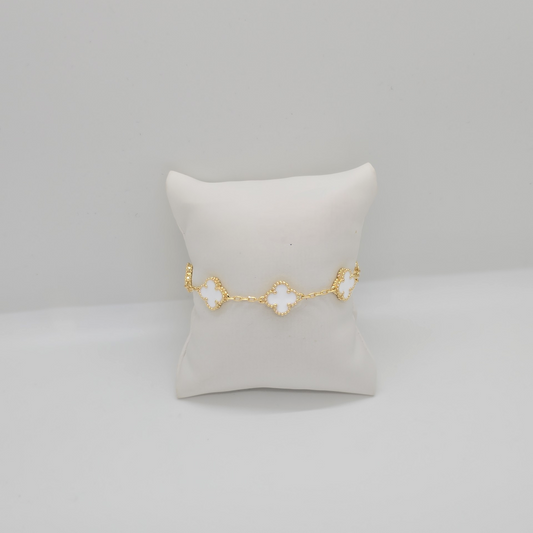 White Clover Bracelet Gold Plated 14k