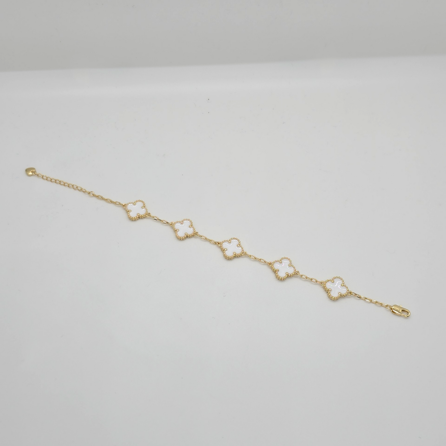 White Clover Bracelet Gold Plated 14k