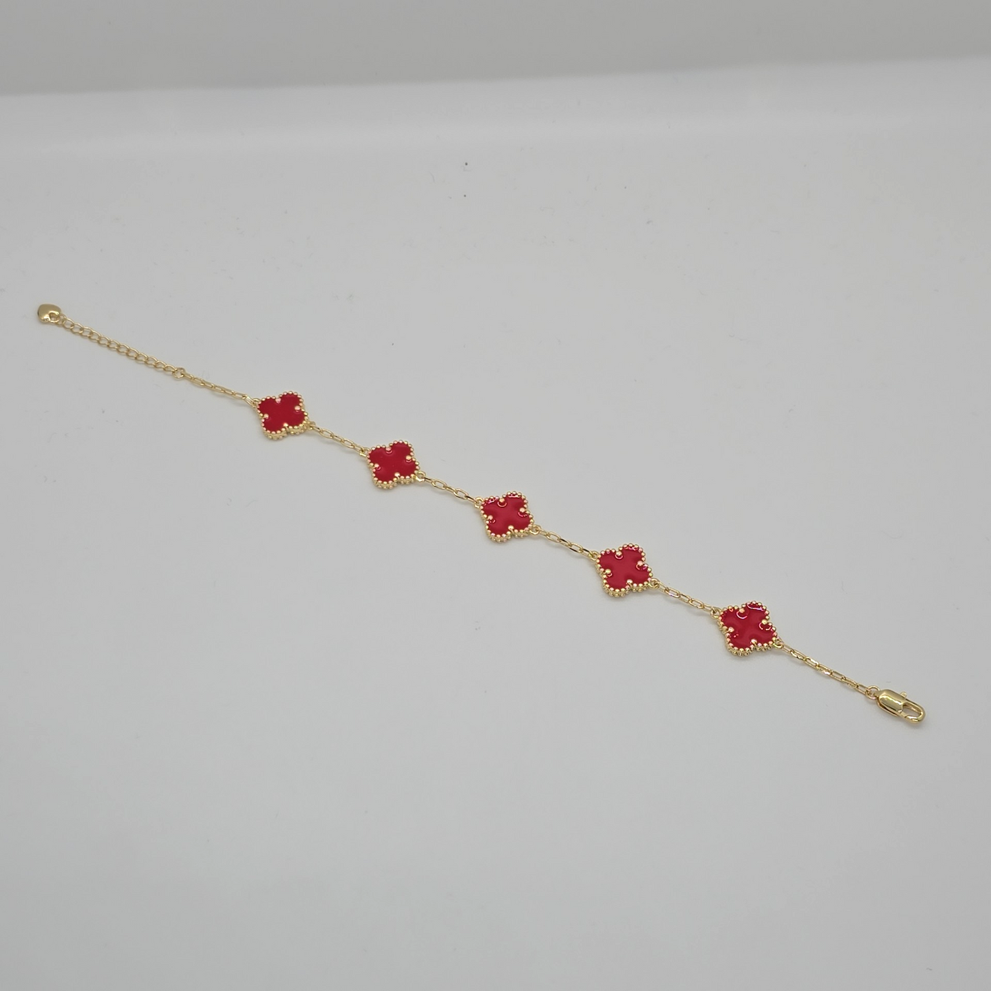 Red Clover Bracelet Gold Dipped 14k