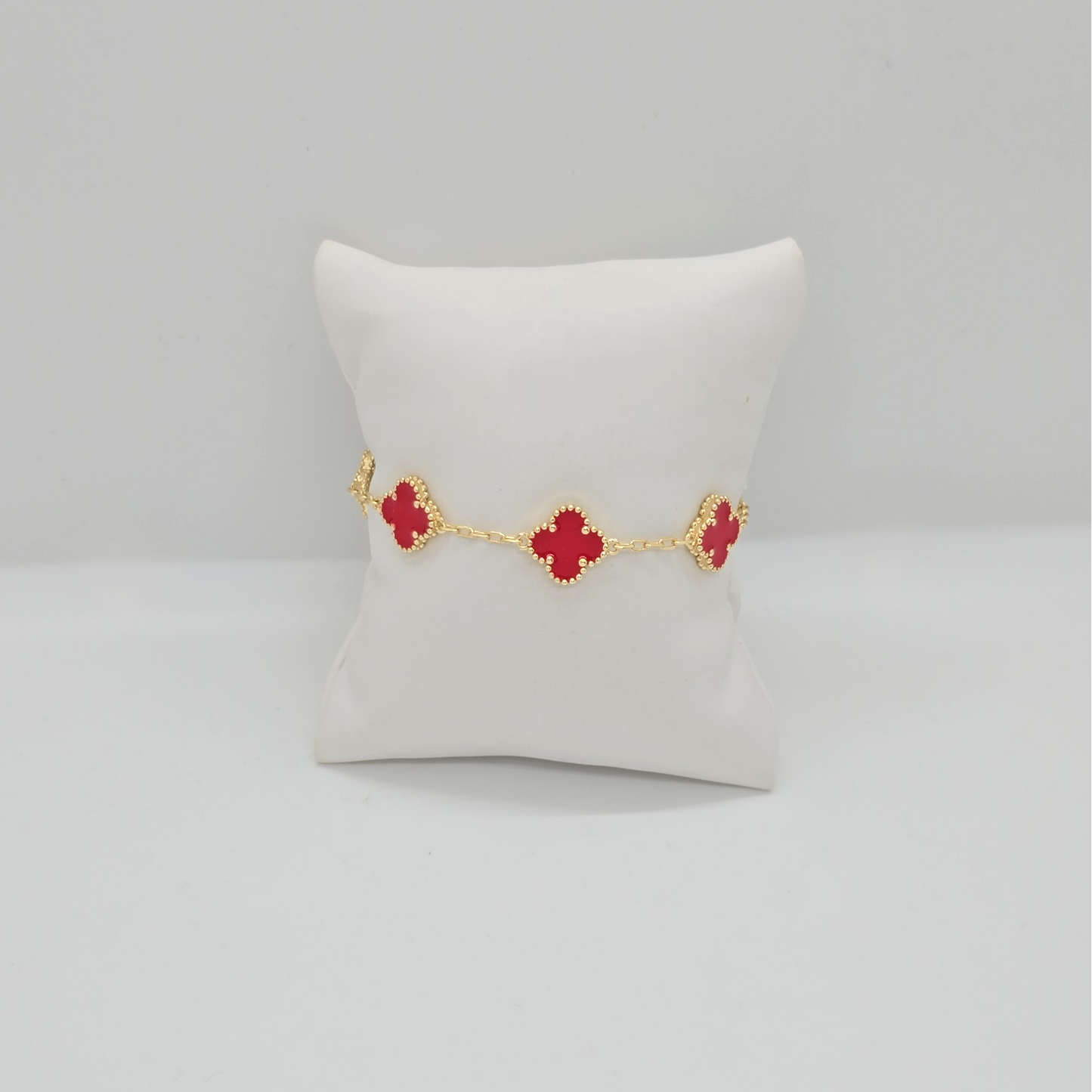 Red Clover Bracelet Gold Dipped 14k