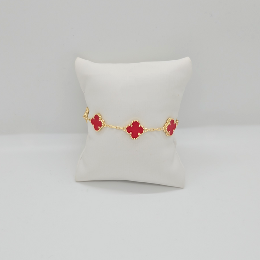 Red Clover Bracelet Gold Dipped 14k