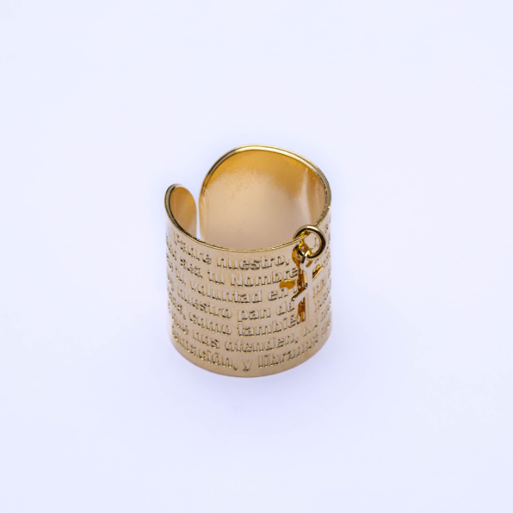 Our Father Ring W/little cross (Open Size)