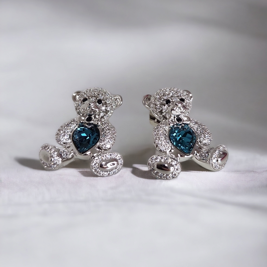 Blue Belly Bear Medium Size Stud Earring