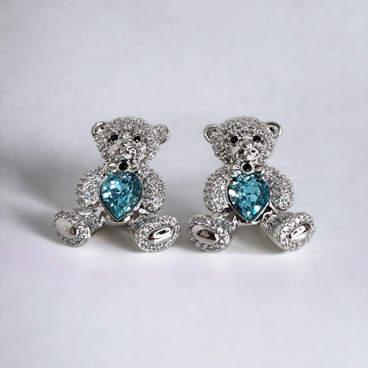 Turquoise Belly Bear Medium Size Stud Earrings
