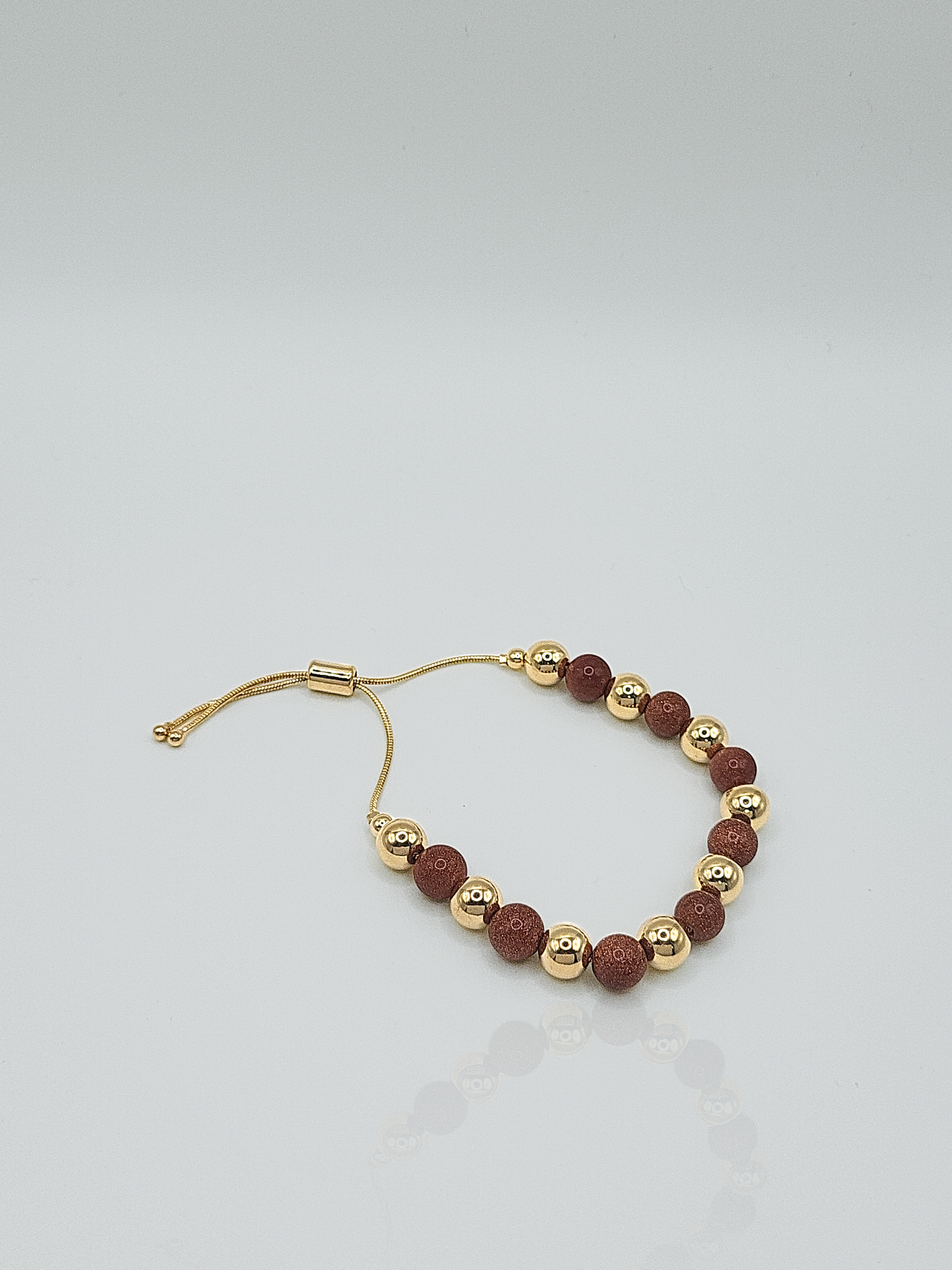 Adjustable Goldstone Venturina bracelet and Ring