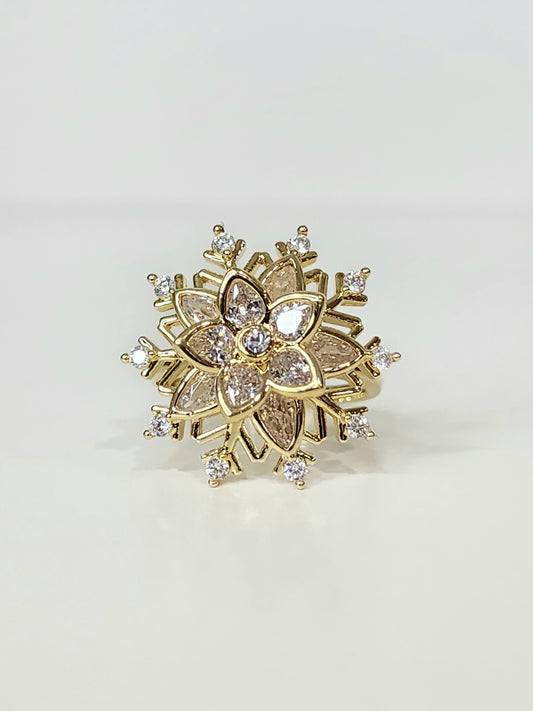 Snowflakes Rotating Open size Ring